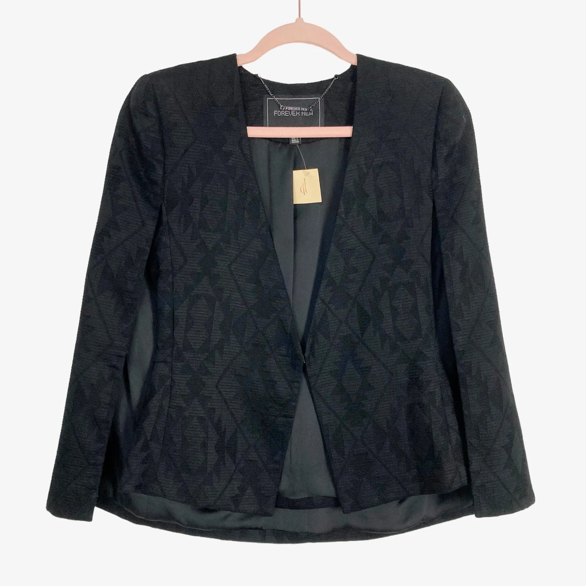Forever New Black Textured Pattern Cape Blazer- Size 4