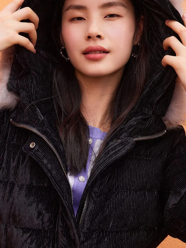 Fox-fur Collar Velvet Goose-down Jacket