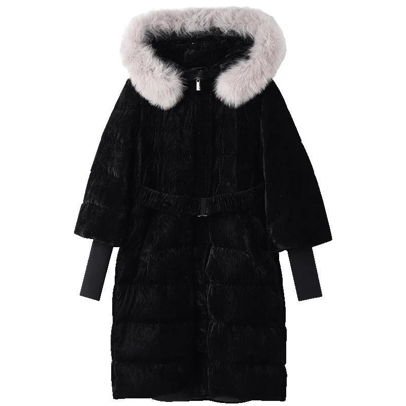 Fox-fur Collar Velvet Goose-down Jacket