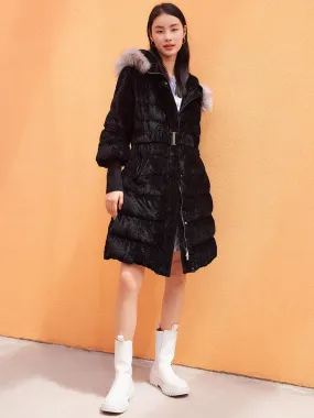 Fox-fur Collar Velvet Goose-down Jacket