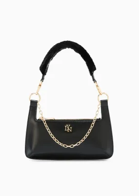 Gracelyn  Fur Shoulder Bag - Black