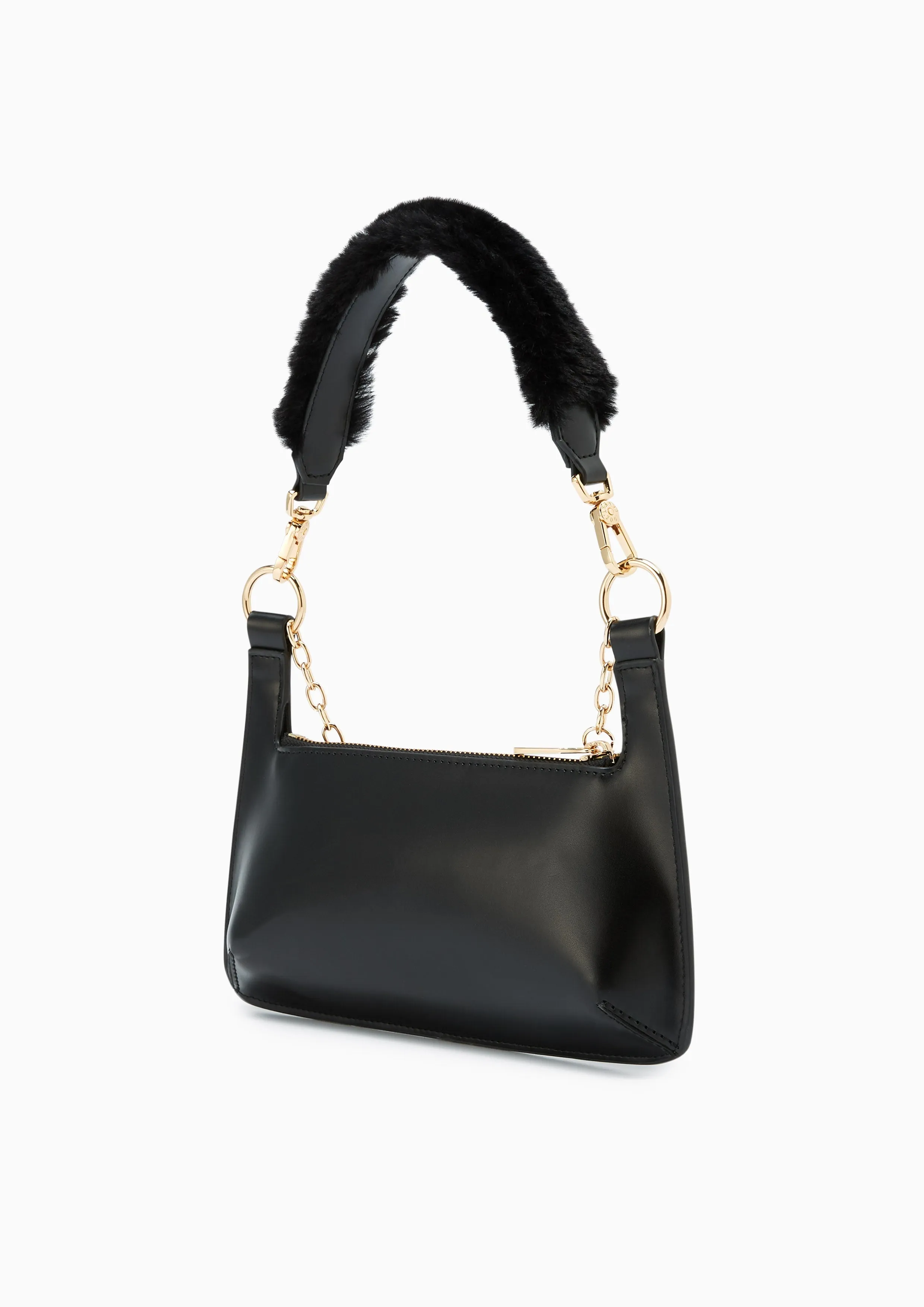 Gracelyn  Fur Shoulder Bag - Black