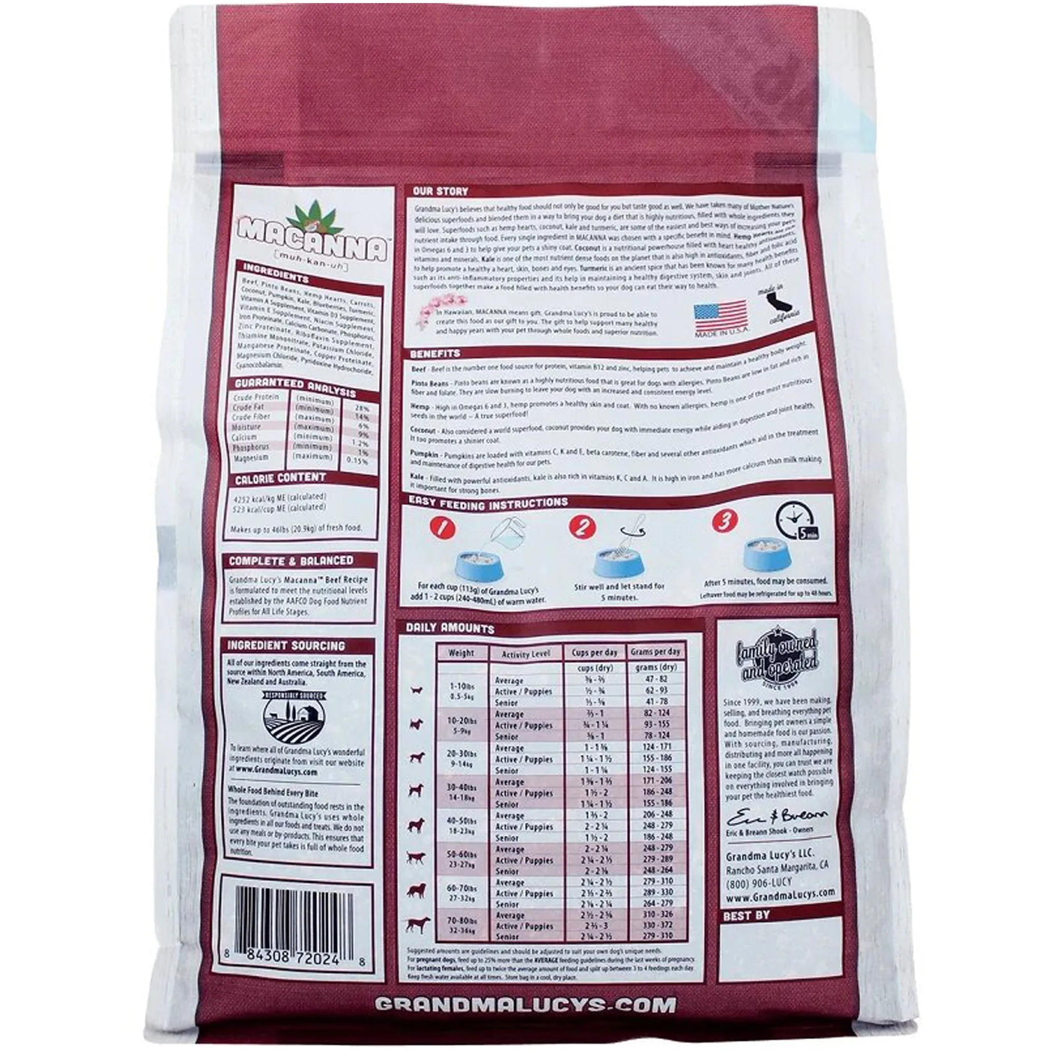 Grandma Lucy's Macanna Freeze Dried Beef Dog Food