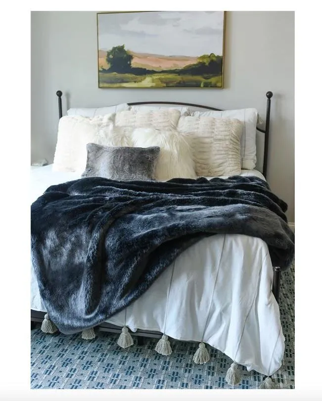 Graphite Mink Couture Faux Fur Throw Blanket by Fabulous Furs