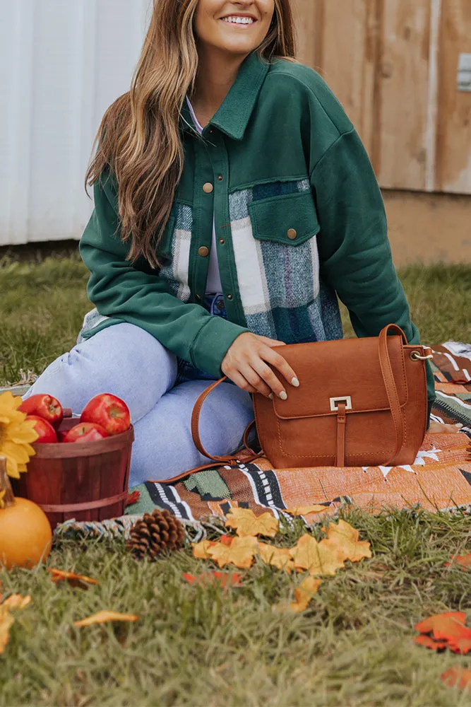 Green Snap Button Splicing Plaid Jackets