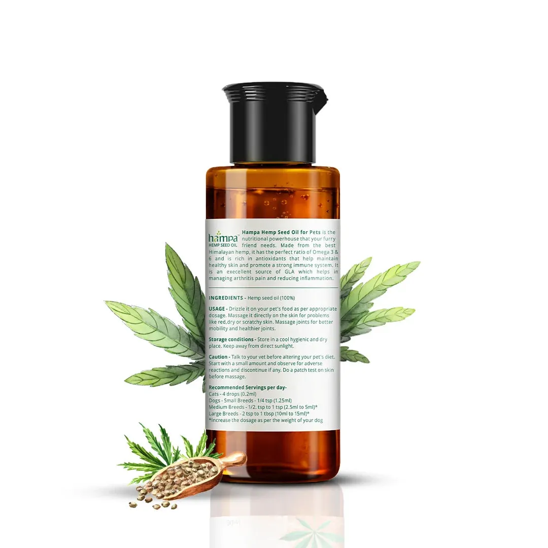 Hampa Hemp Seed Oil for Pets | ‘Paw’fect Nutrition for your pets!! Rich source of Omega 3 & 6 | 50ml