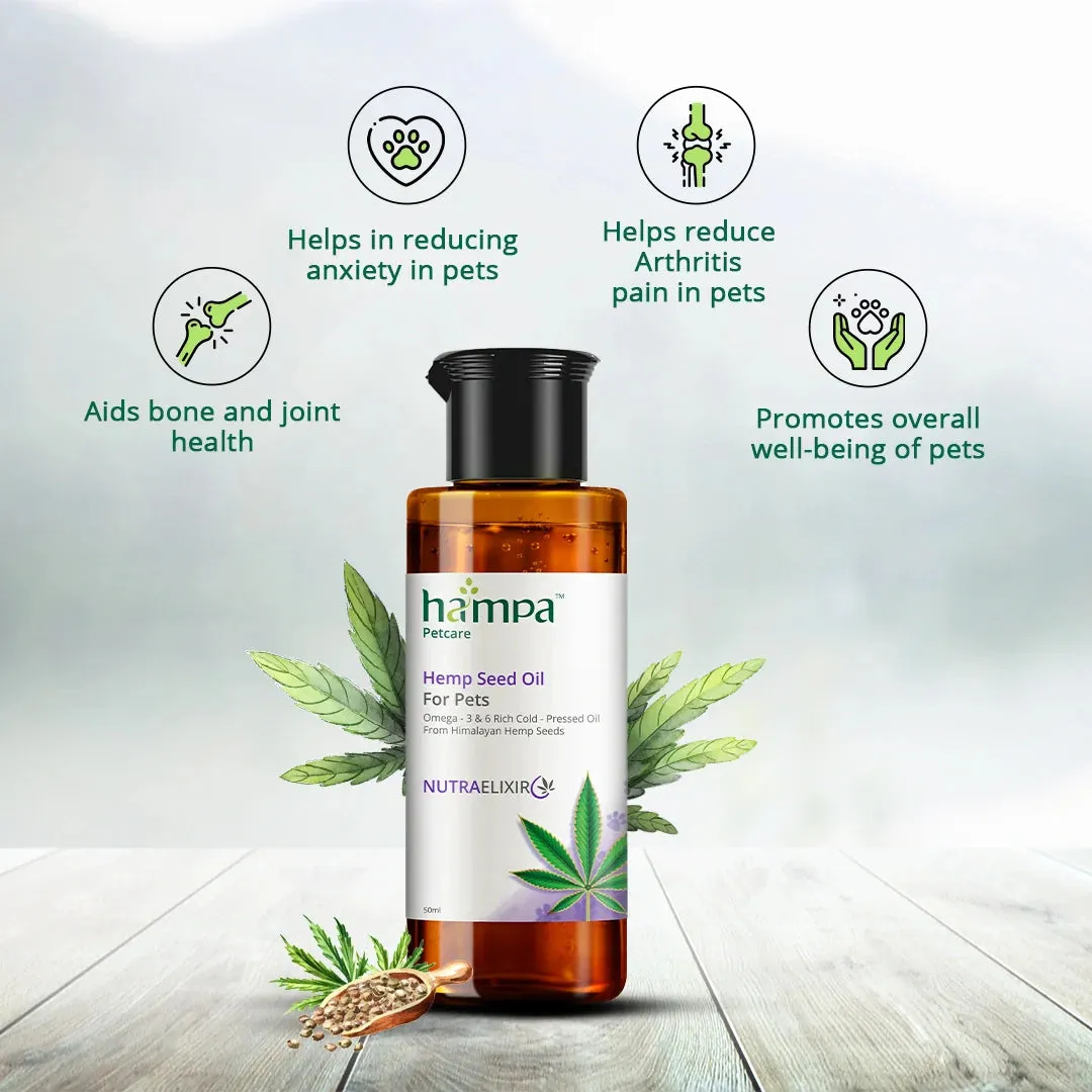 Hampa Hemp Seed Oil for Pets | ‘Paw’fect Nutrition for your pets!! Rich source of Omega 3 & 6 | 50ml
