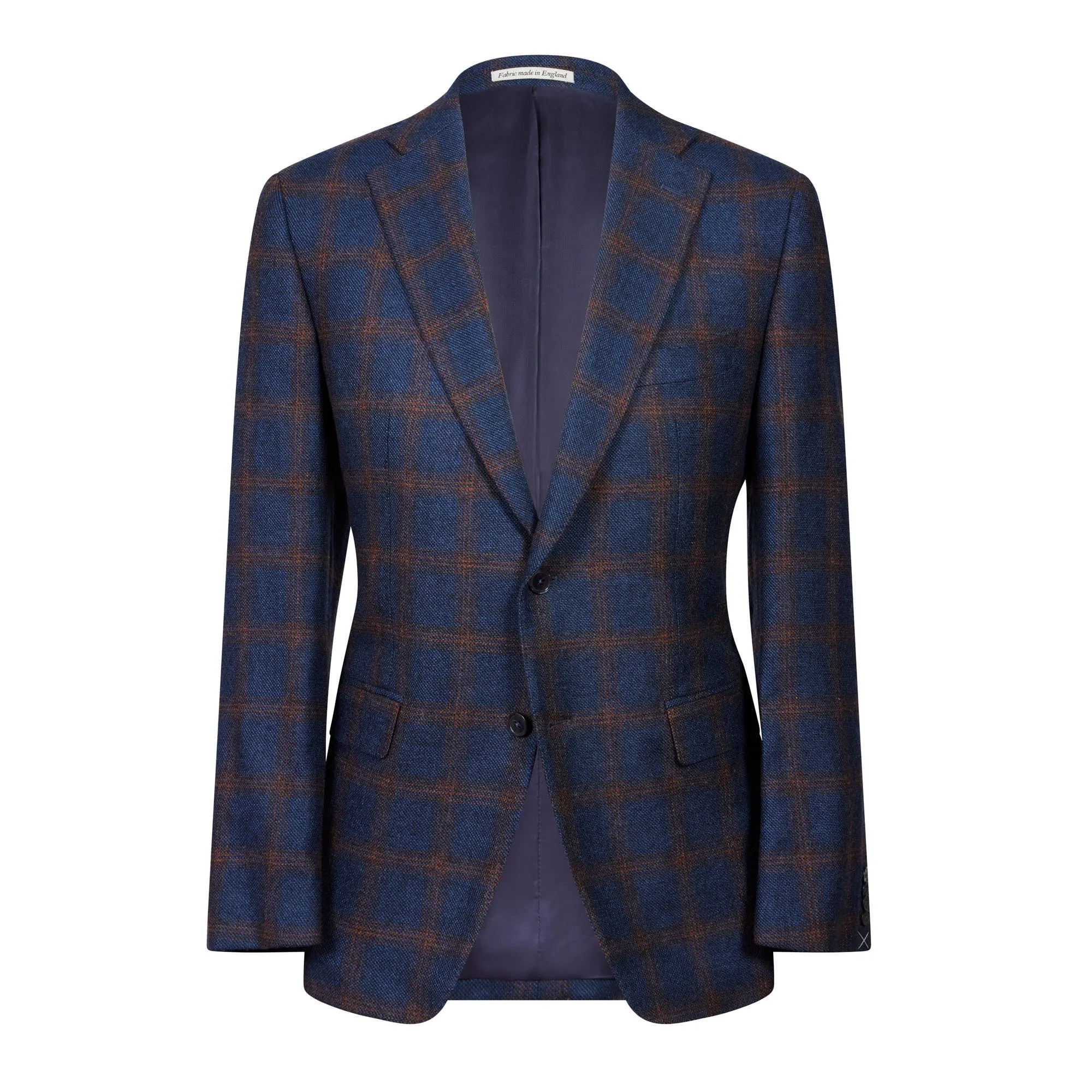 HENRY SARTORIAL x DORMEUIL Dun Full Canvas Check Blazer NAVY/BROWN REG