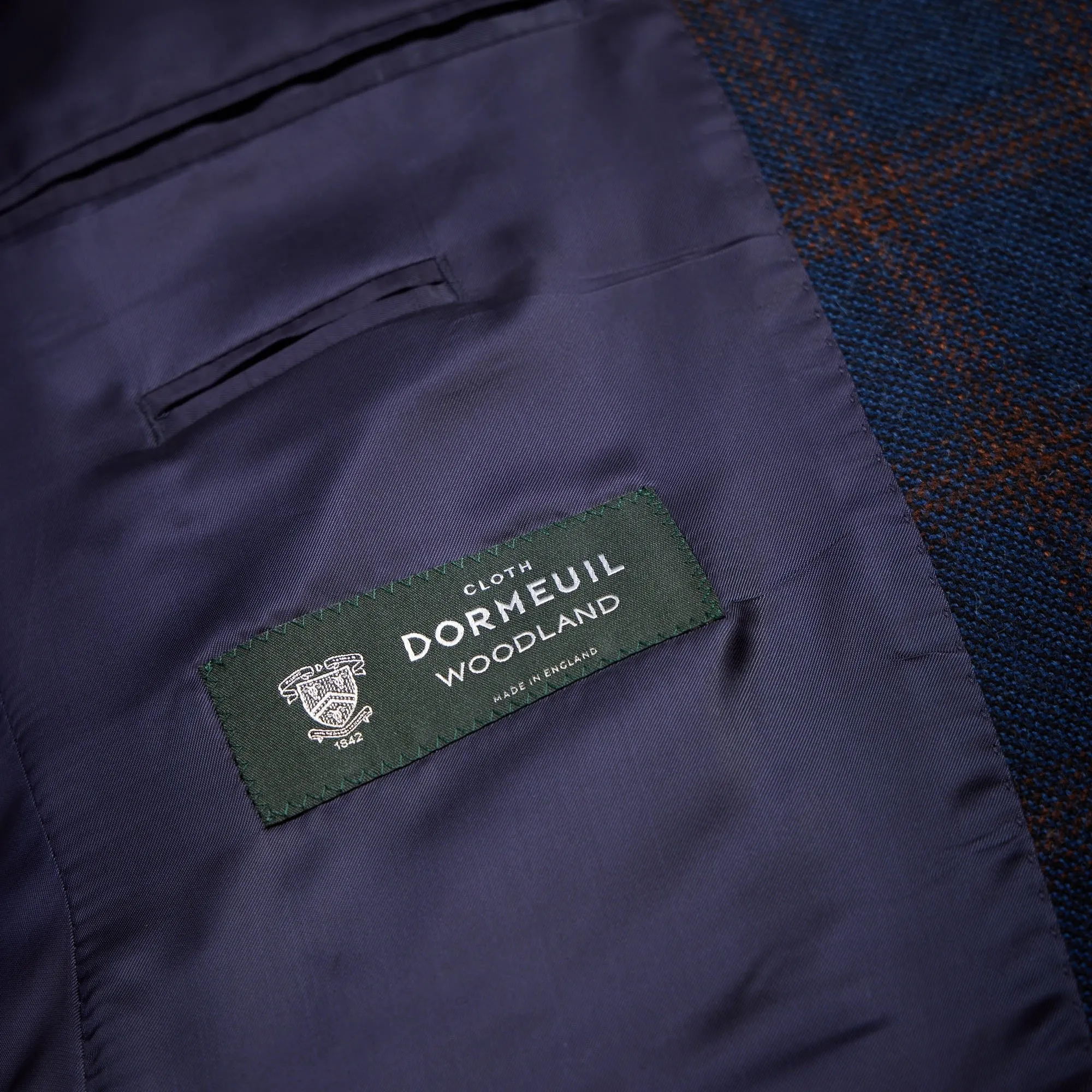 HENRY SARTORIAL x DORMEUIL Dun Full Canvas Check Blazer NAVY/BROWN REG
