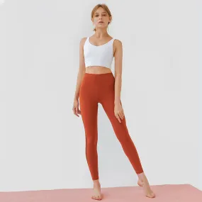 High Rise Contrast Trim Plain Full Length Leggings