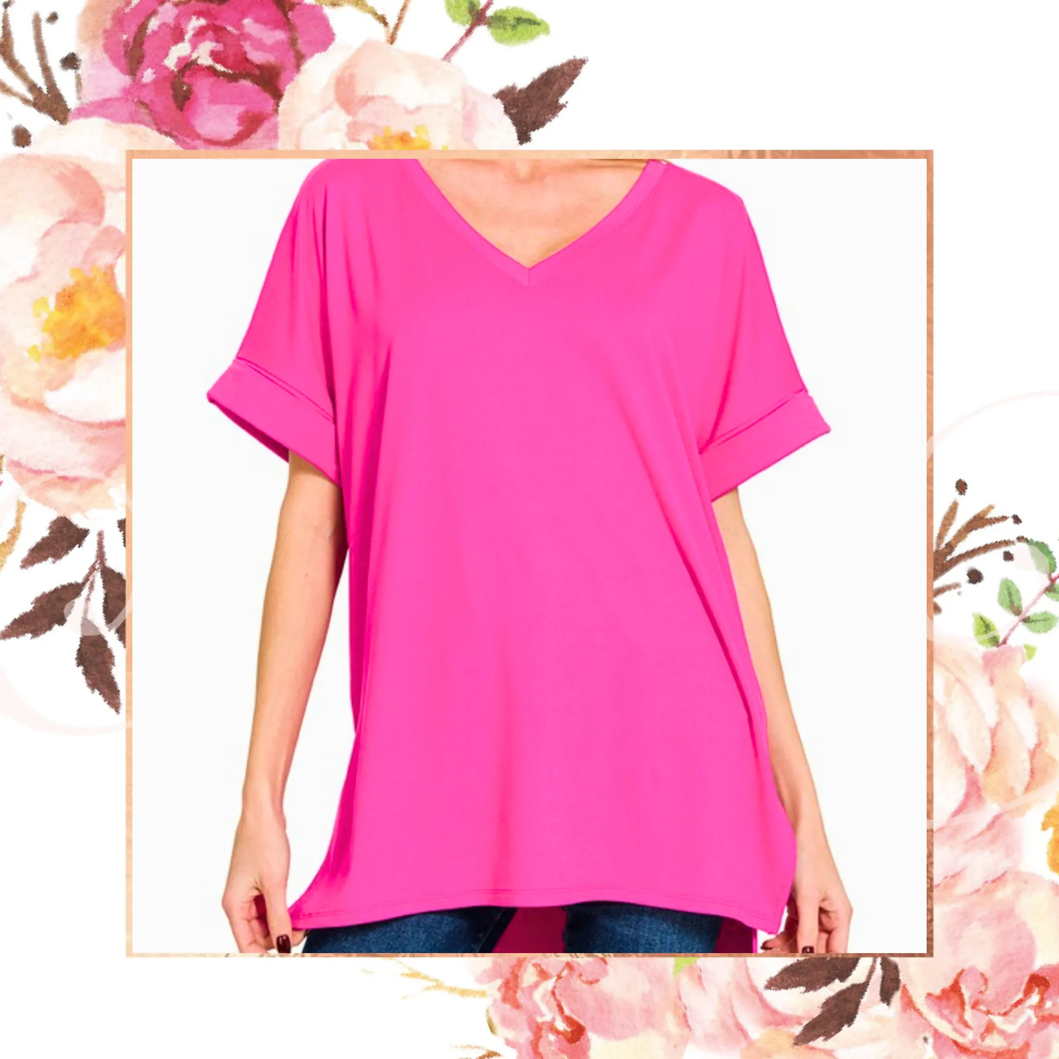 Hot Pink Fav-Z Brushed Tunic Tee