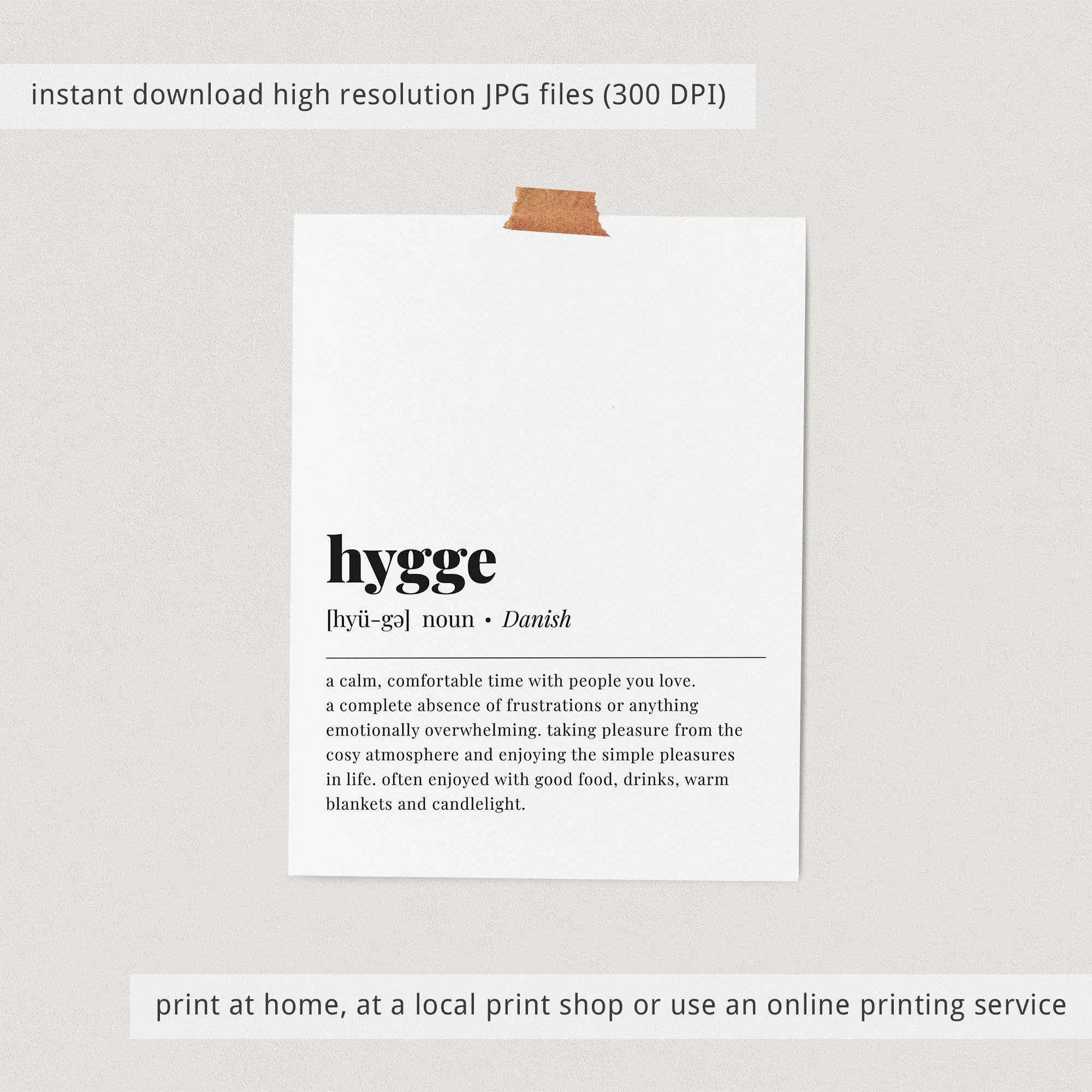 Hygge Definition Print Instant Download