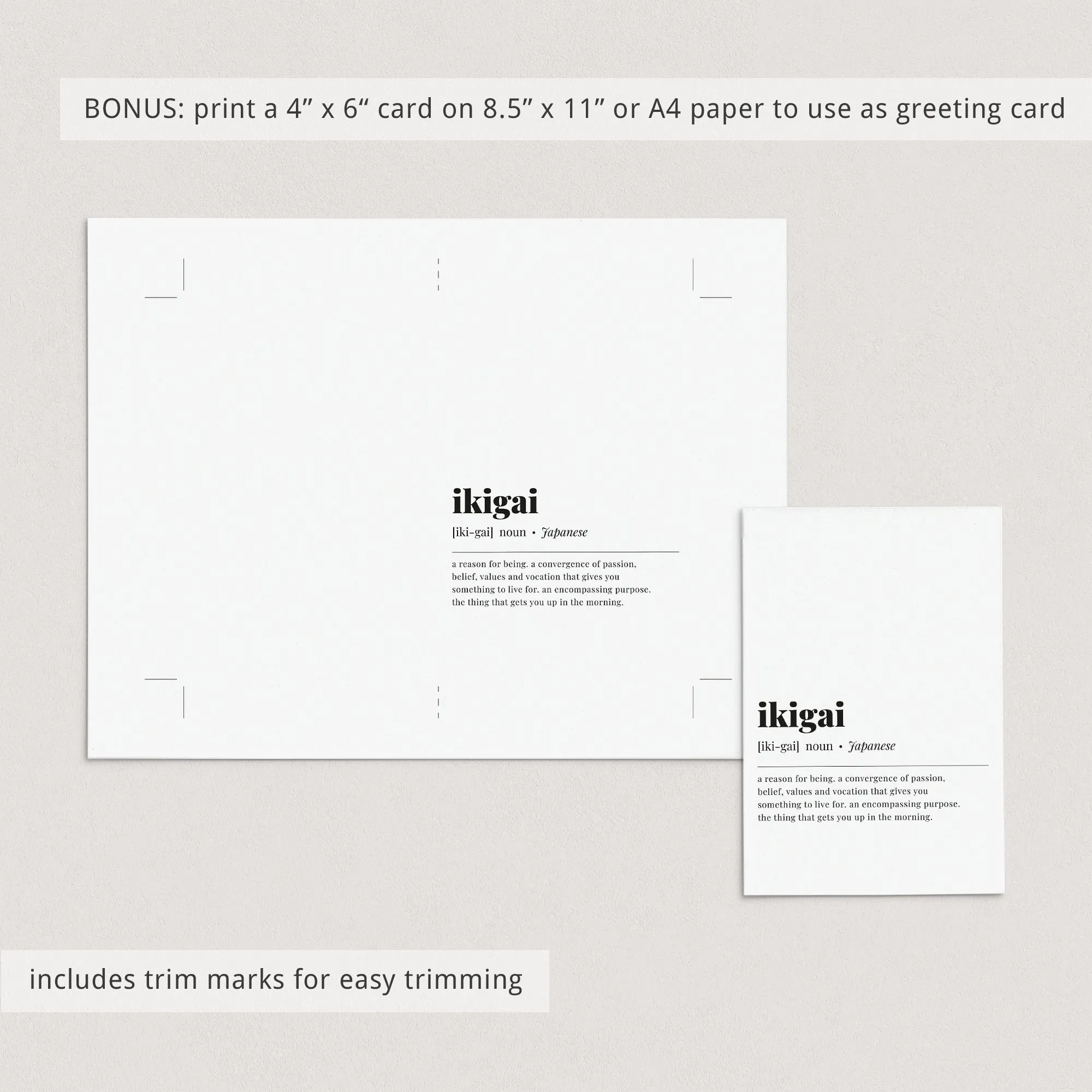 Ikigai Definition Print Instant Download
