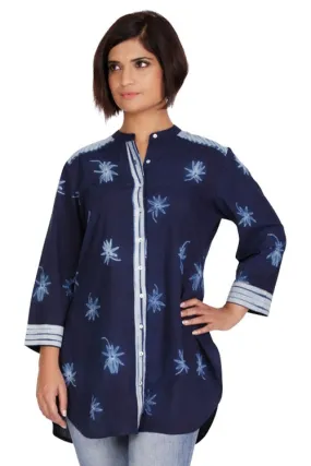 Indigo Lotus Shibori Cotton Tunic