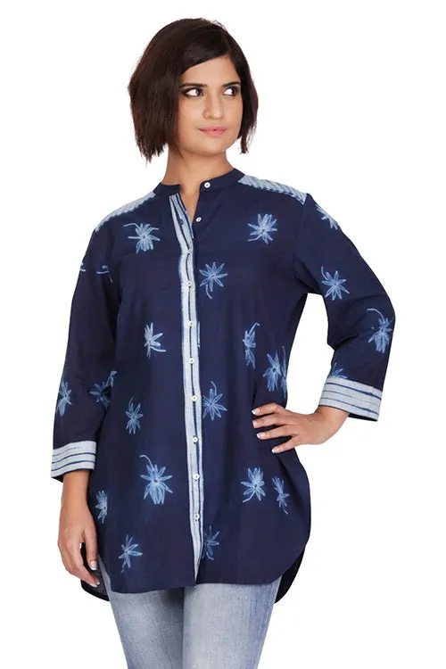 Indigo Lotus Shibori Cotton Tunic