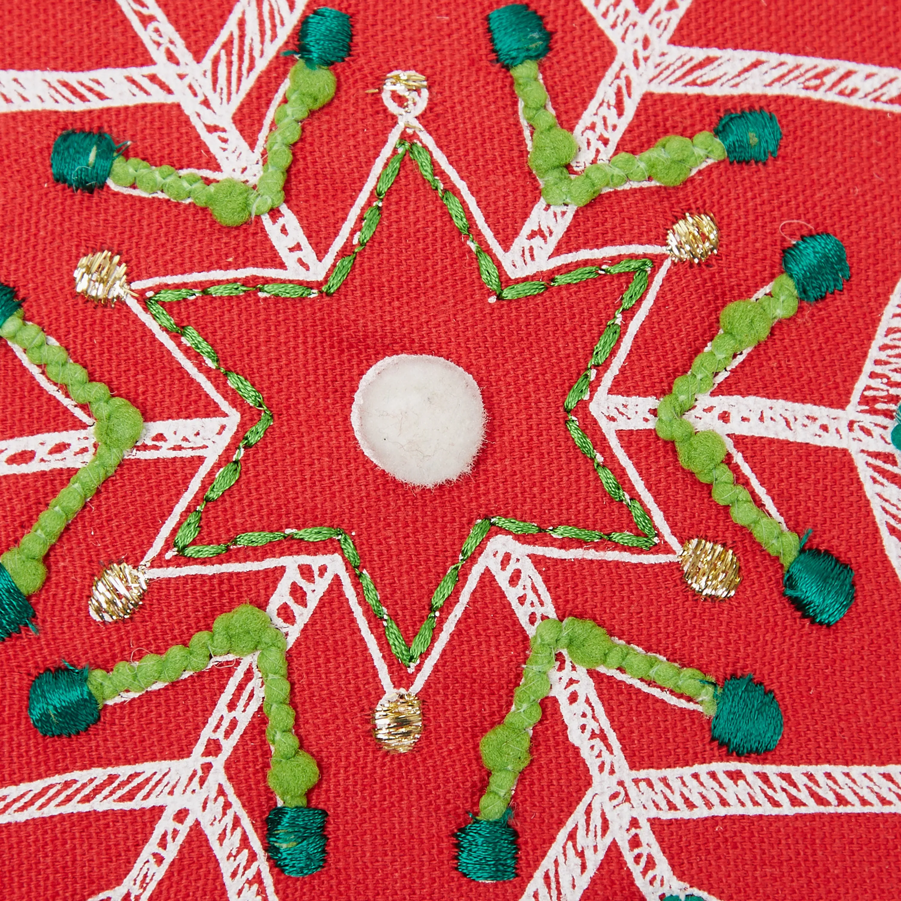 Indoor Christmas Primitive Snowflake 12-inch Throw Pillow