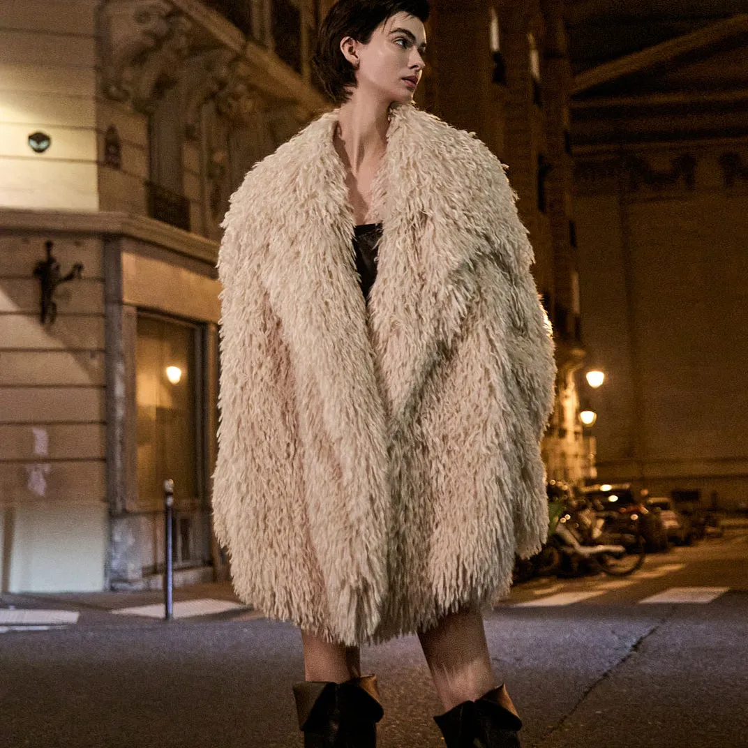 J9298 Fringe fur coat