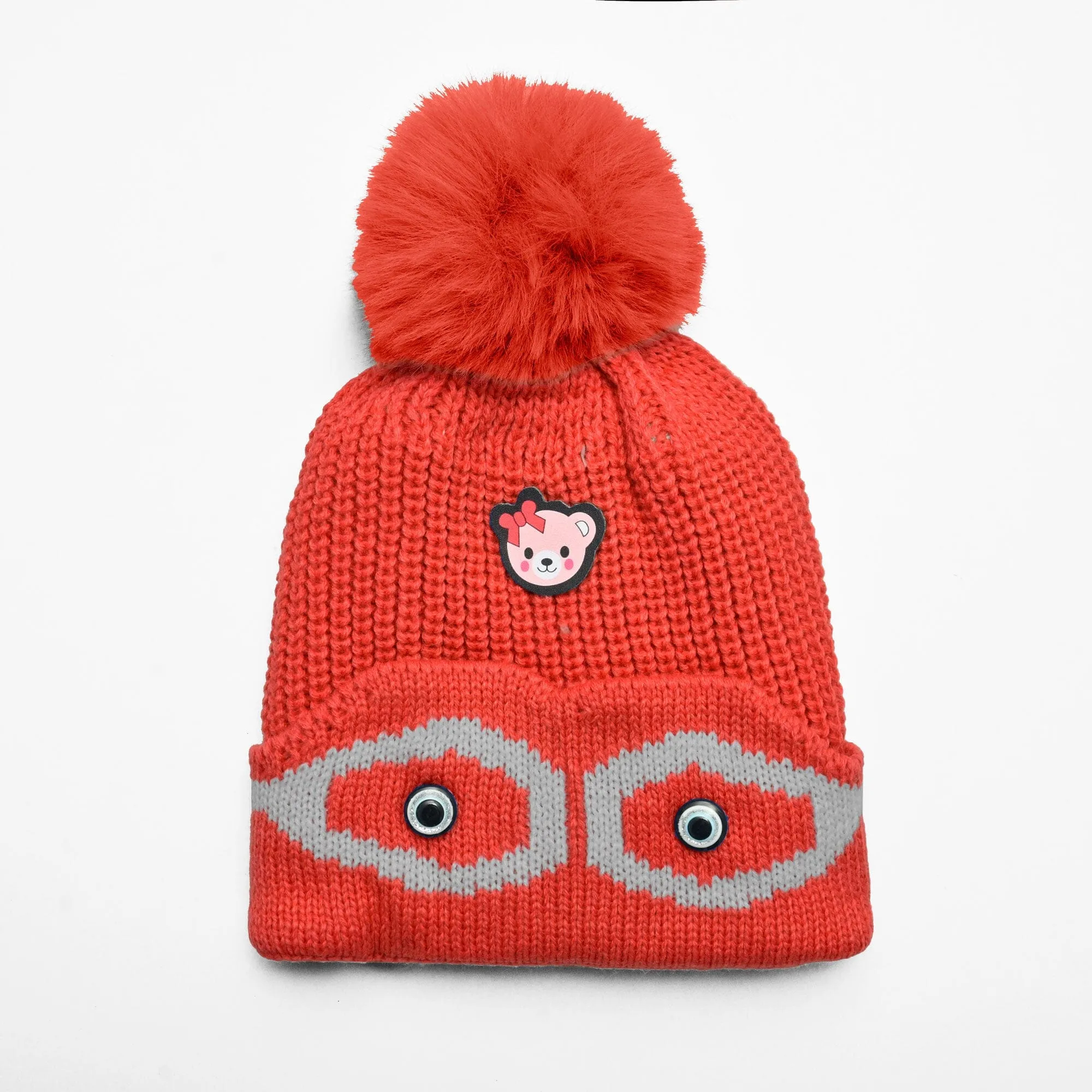 Kid's Pom Pom Fur Beanie Cap