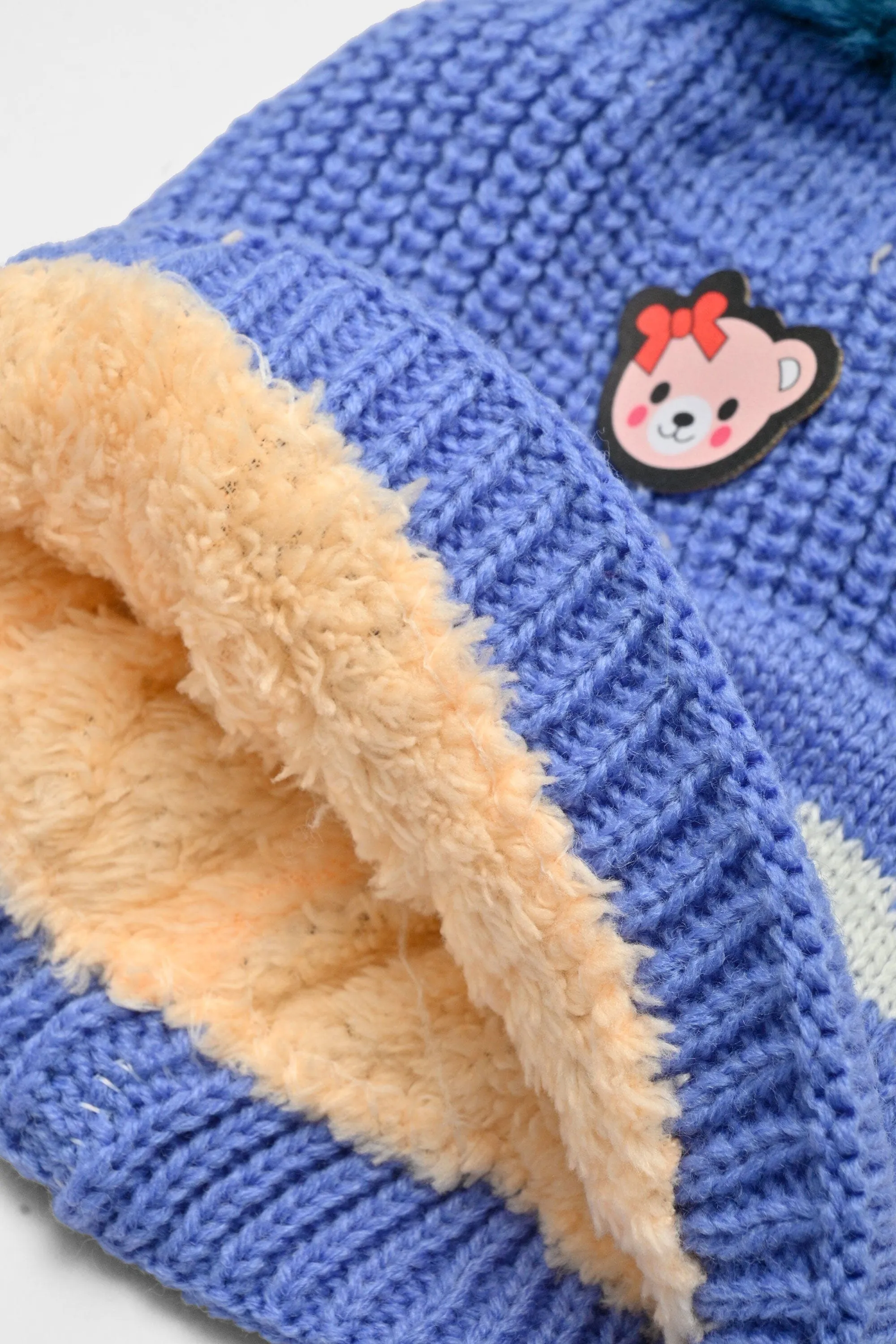 Kid's Pom Pom Fur Beanie Cap