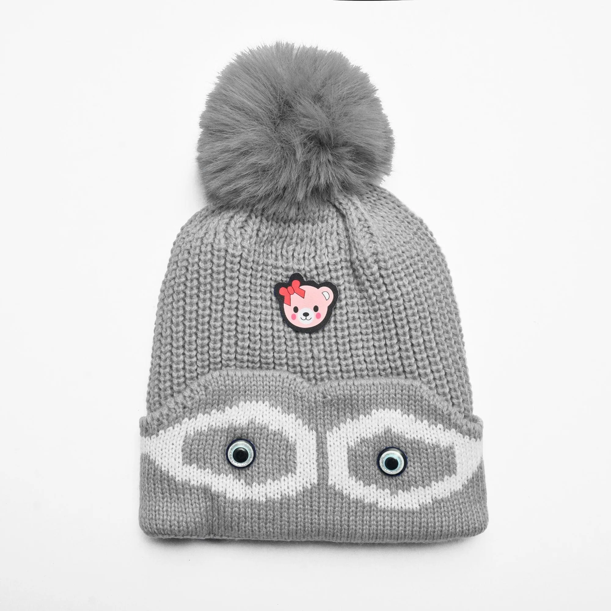 Kid's Pom Pom Fur Beanie Cap