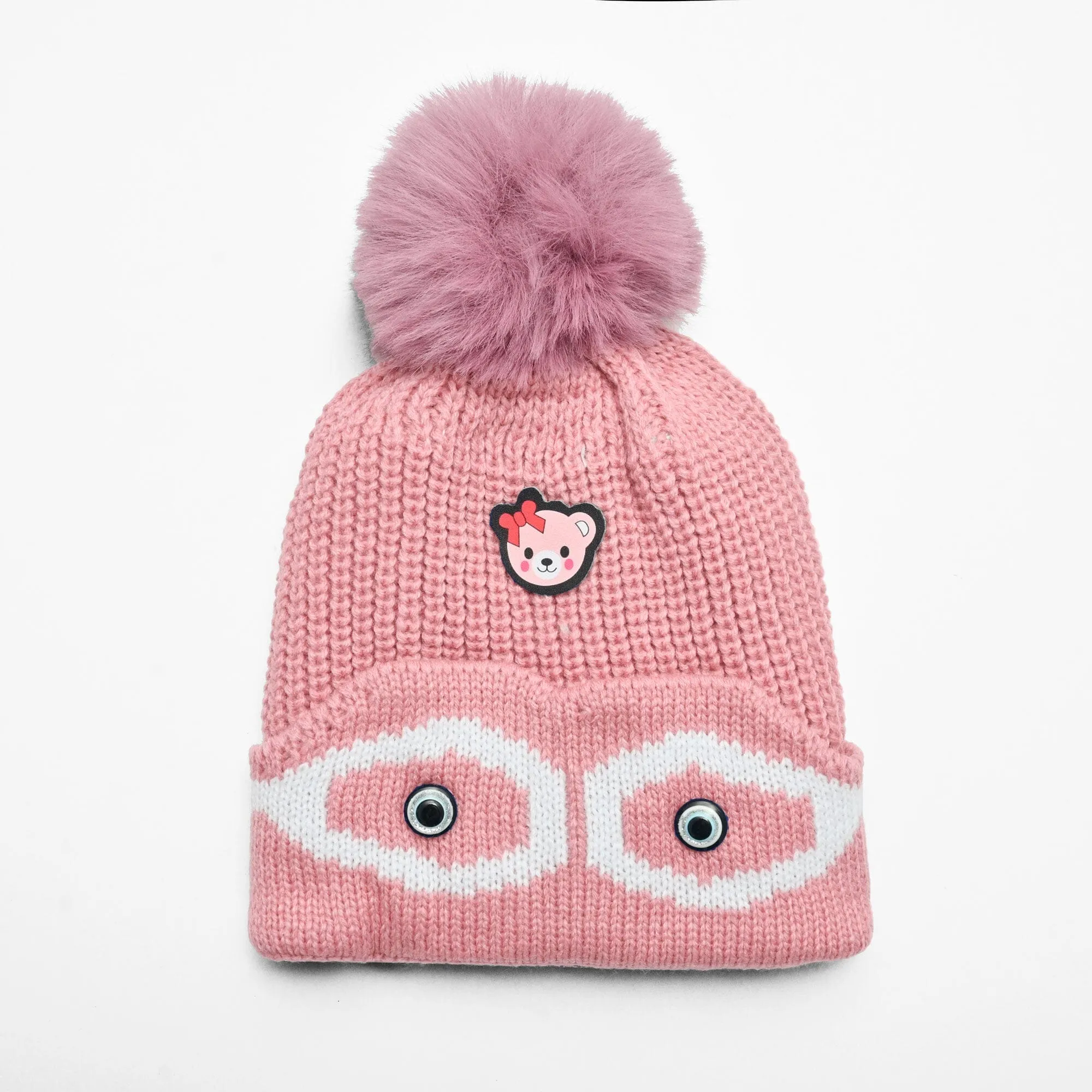 Kid's Pom Pom Fur Beanie Cap