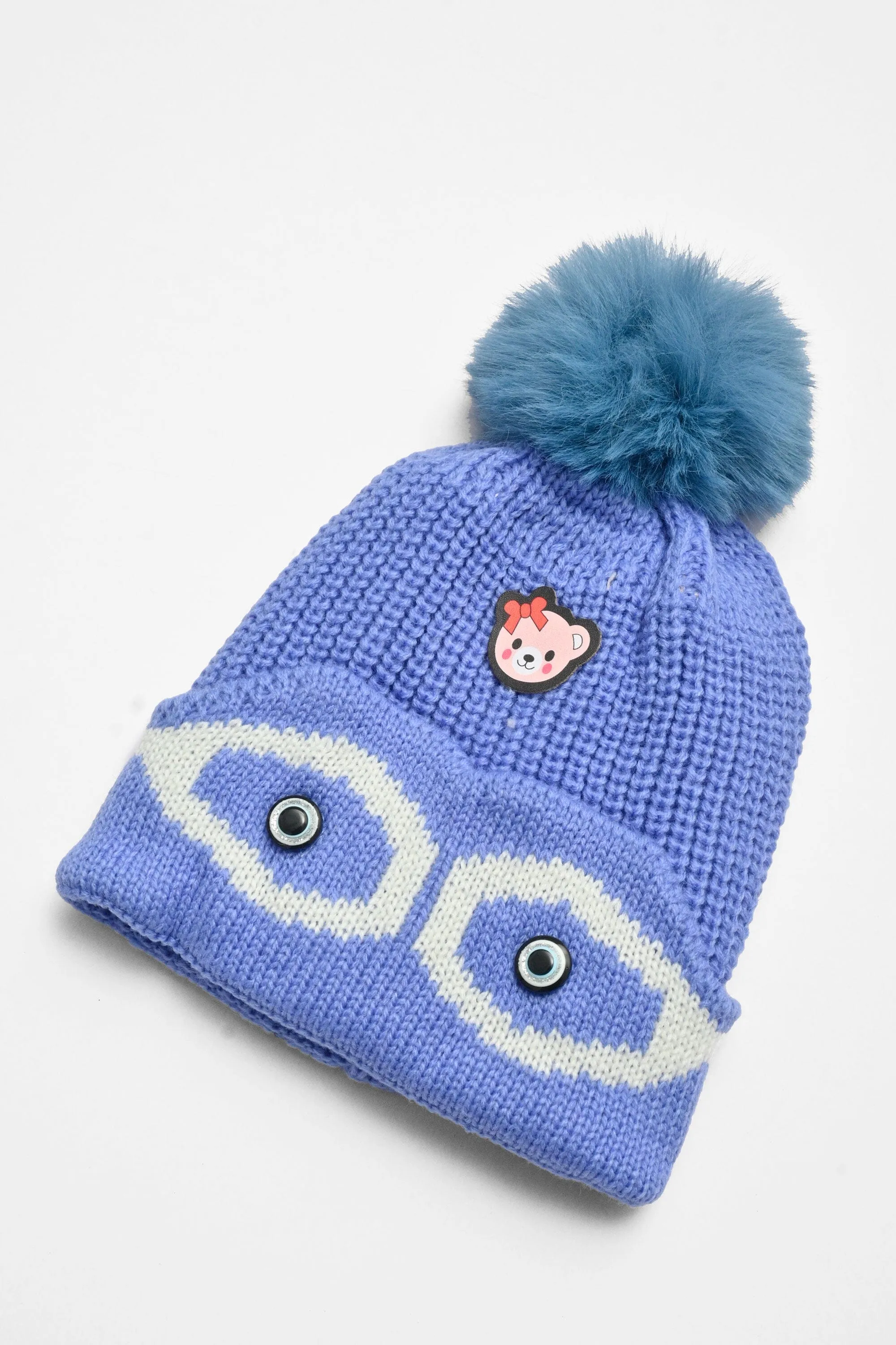 Kid's Pom Pom Fur Beanie Cap