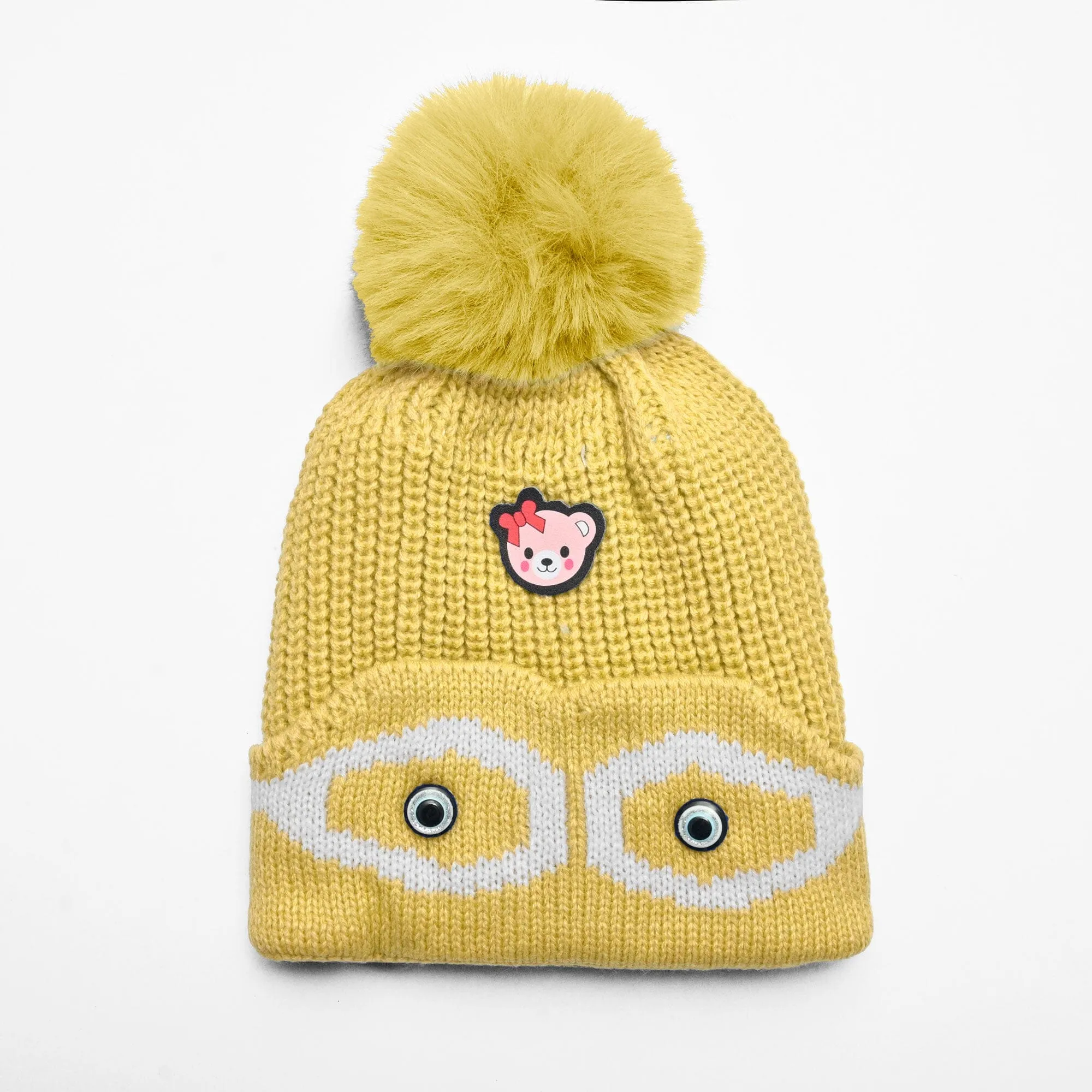 Kid's Pom Pom Fur Beanie Cap