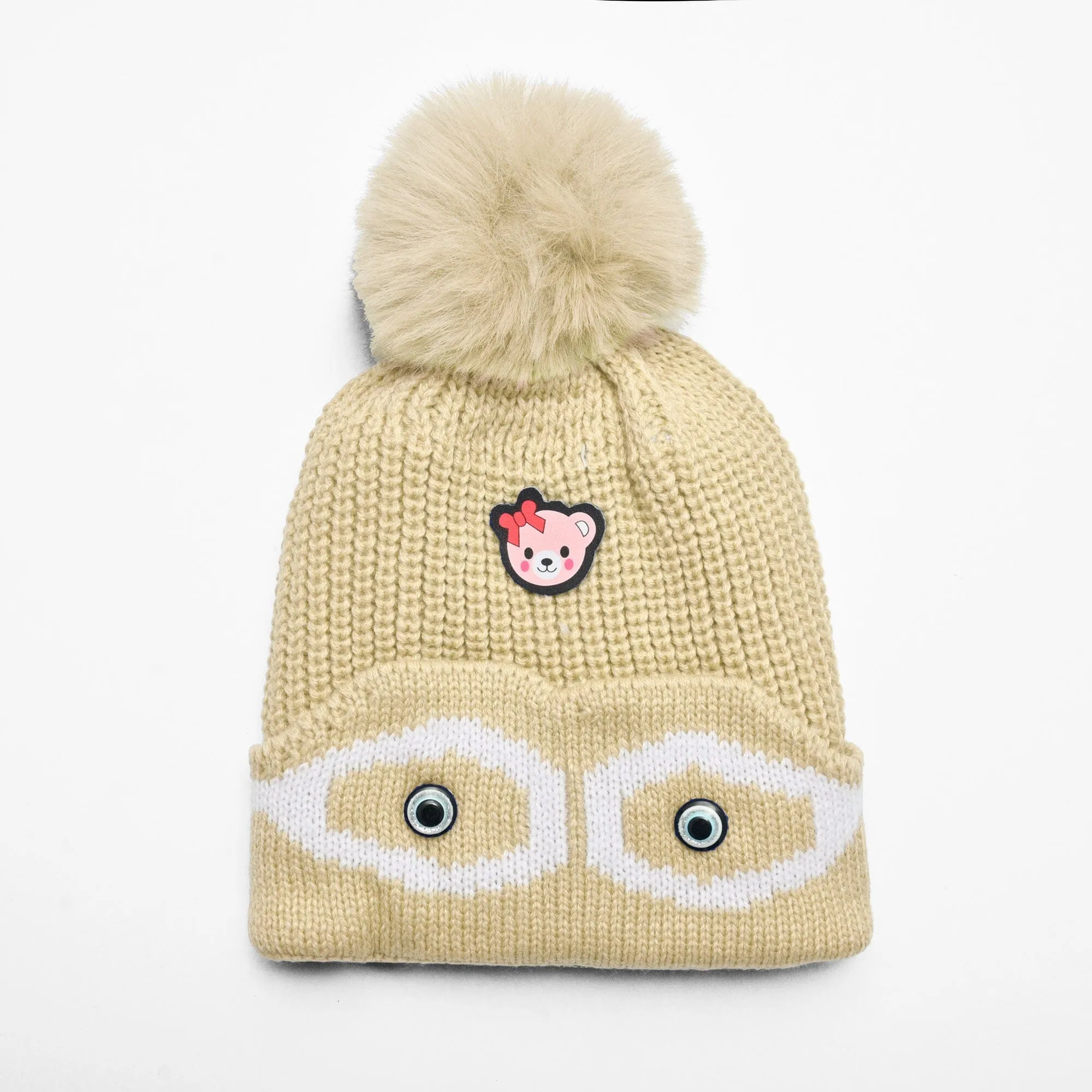 Kid's Pom Pom Fur Beanie Cap