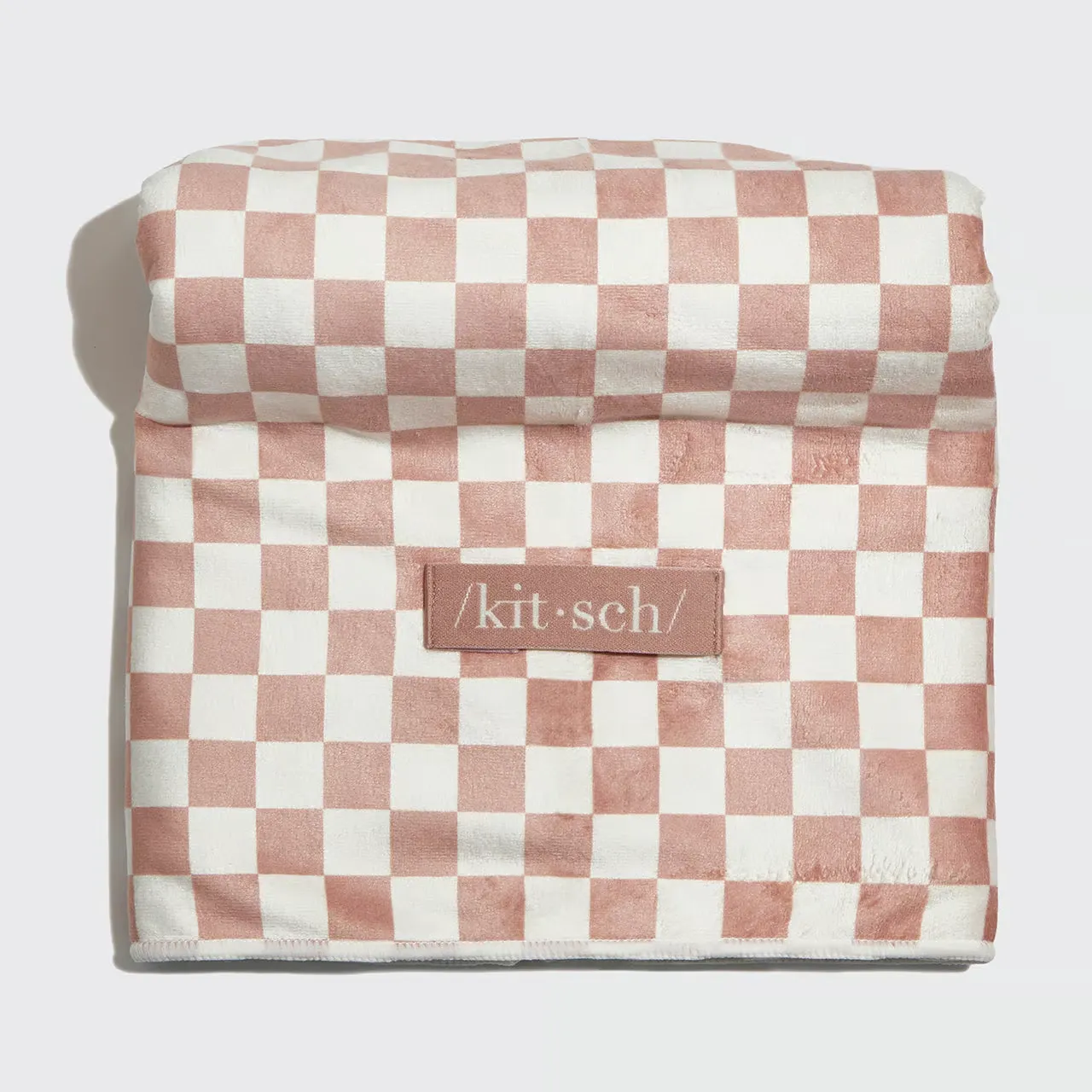 Kitsch XL Quick-Dry Hair Towel Wrap- Terracotta Checker