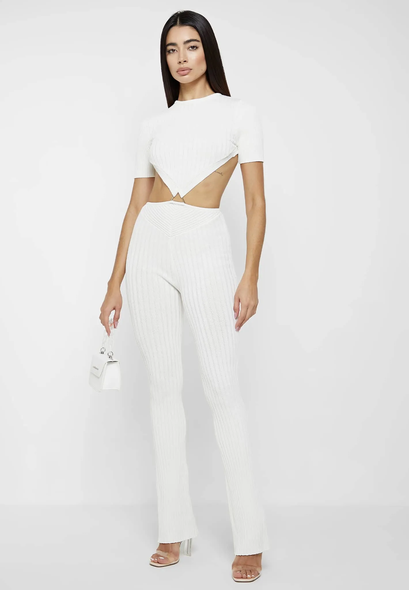 Knitted Backless Jumpsuit - Off White