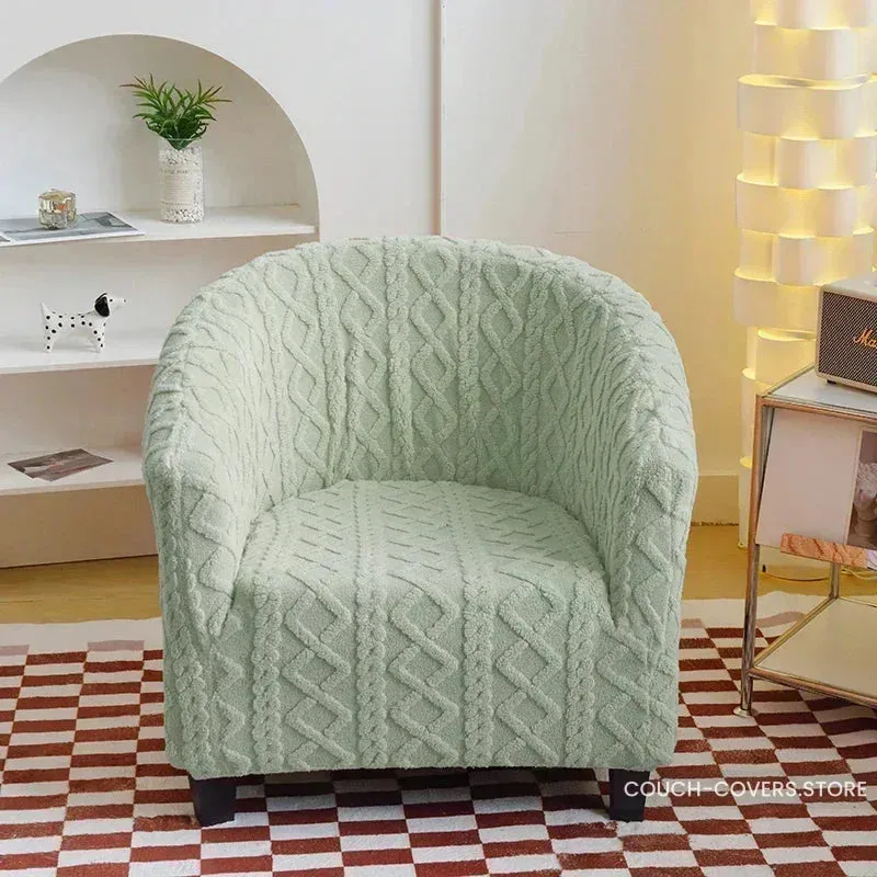 Knitted club chair slipcover