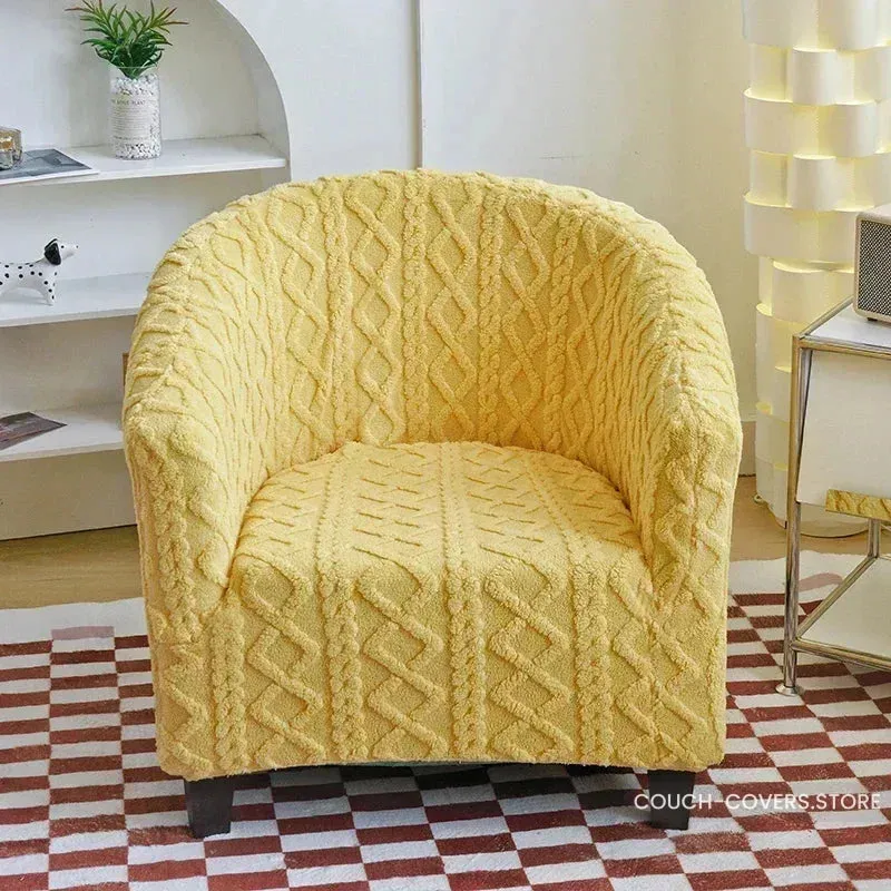 Knitted club chair slipcover