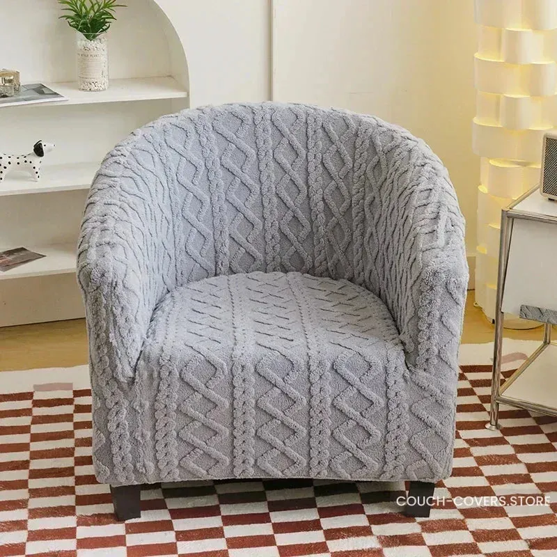 Knitted club chair slipcover