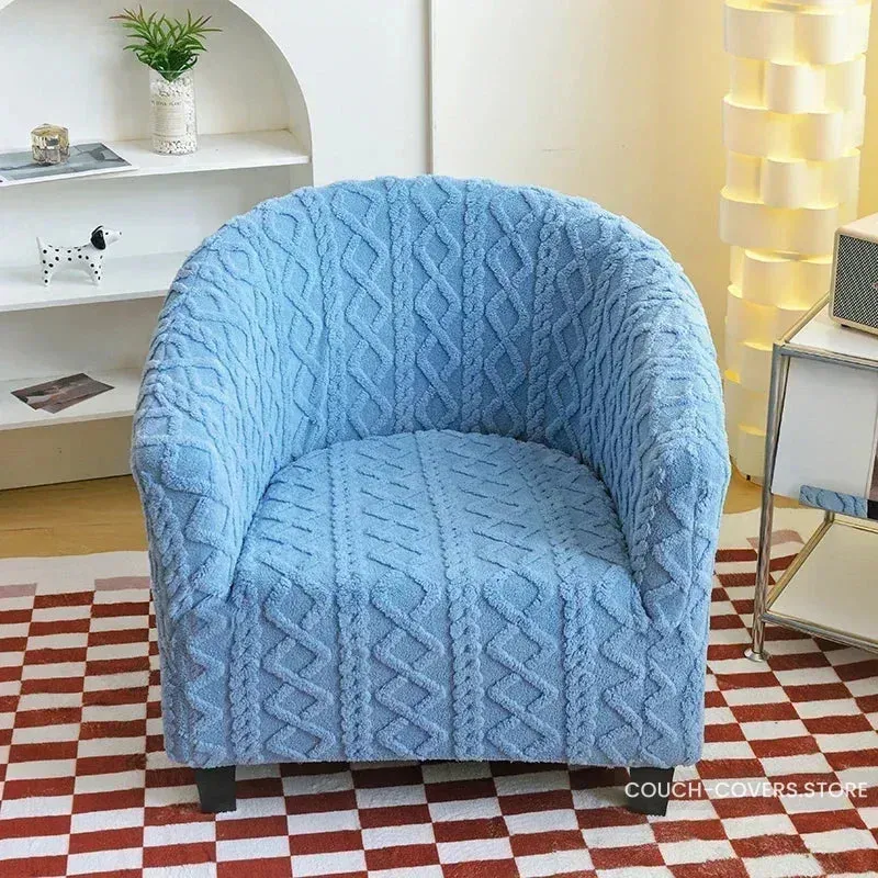 Knitted club chair slipcover