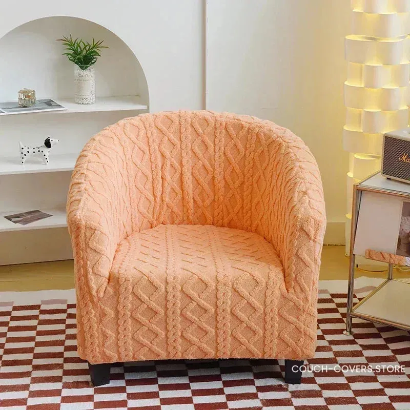 Knitted club chair slipcover