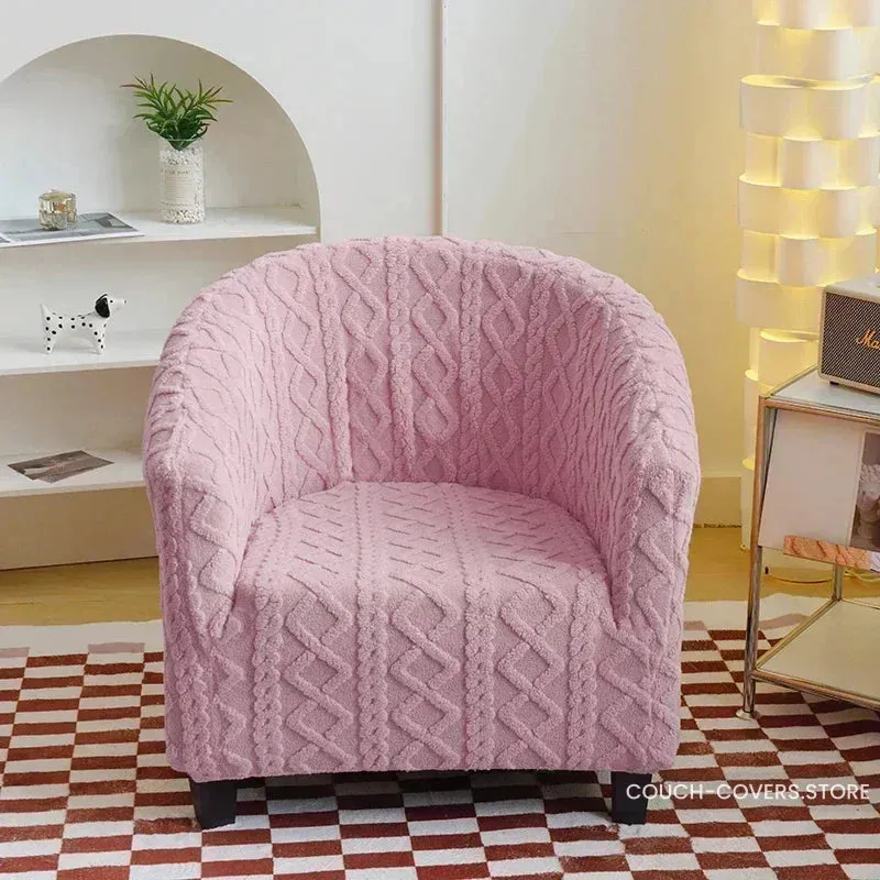 Knitted club chair slipcover