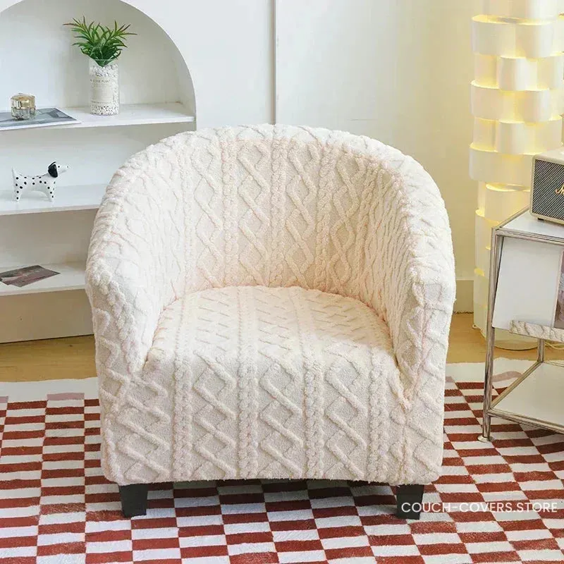 Knitted club chair slipcover