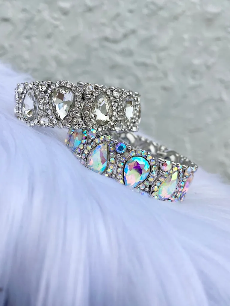 KYMA - clear teardrop crystal rhinestone stretch bracelet