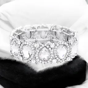 KYMA - clear teardrop crystal rhinestone stretch bracelet