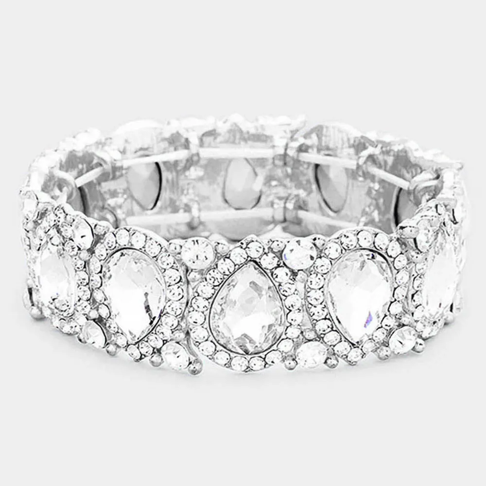 KYMA - clear teardrop crystal rhinestone stretch bracelet
