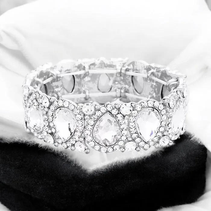 KYMA - clear teardrop crystal rhinestone stretch bracelet