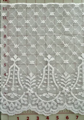 Lace Trim - 11-inch Wide Scalloped Border Lace White