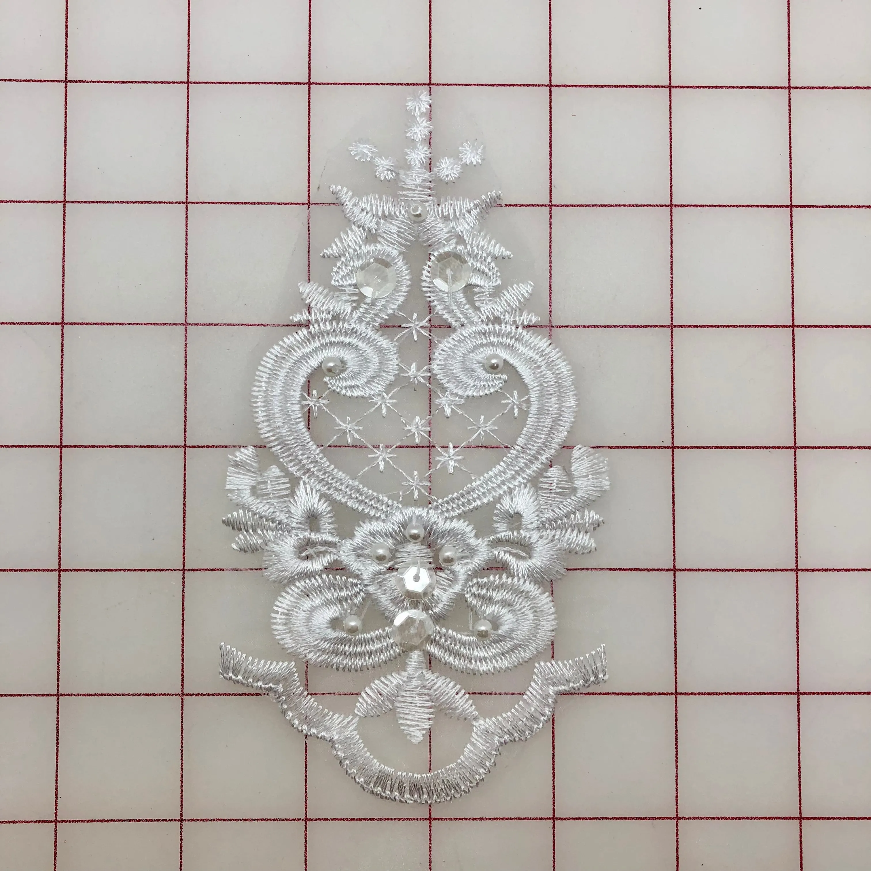 Lace Trim - 6-inch White Beaded and Sequined Close-Out