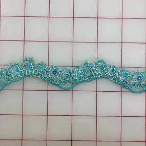 Lace Trim - Border Lace Aqua with Sequins Close-Out