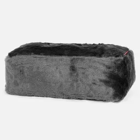 Large Footstool - Faux Fur Sheepskin Black
