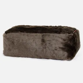 Large Footstool - Faux Fur Sheepskin Brown