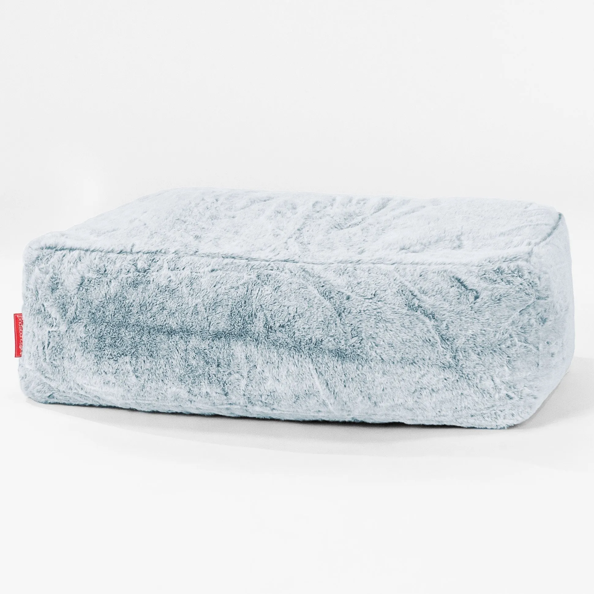 Large Footstool - Fluffy Faux Fur Rabbit Dusty Blue