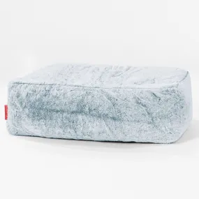 Large Footstool - Fluffy Faux Fur Rabbit Dusty Blue