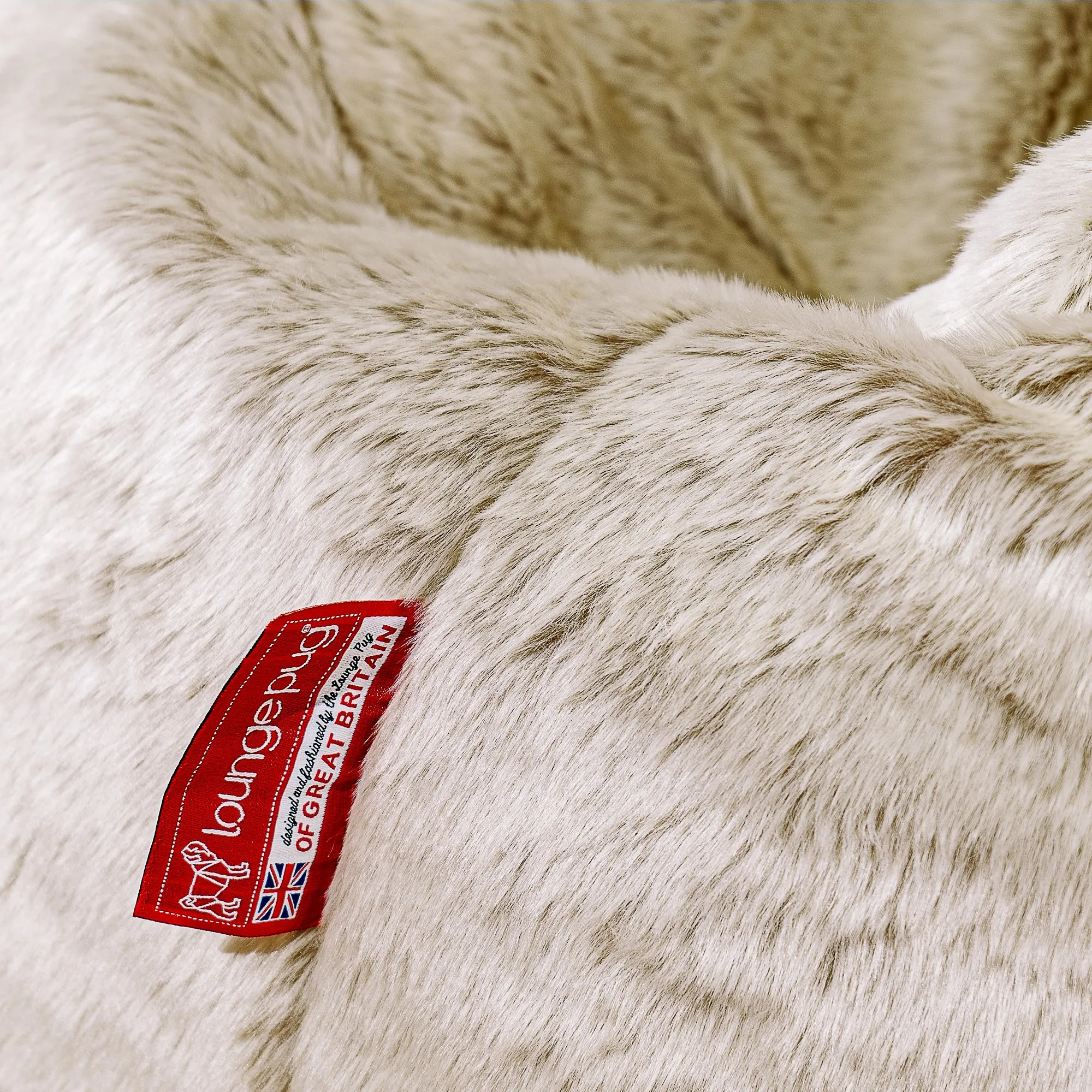 Large Footstool - Fluffy Faux Fur Rabbit Golden Brown