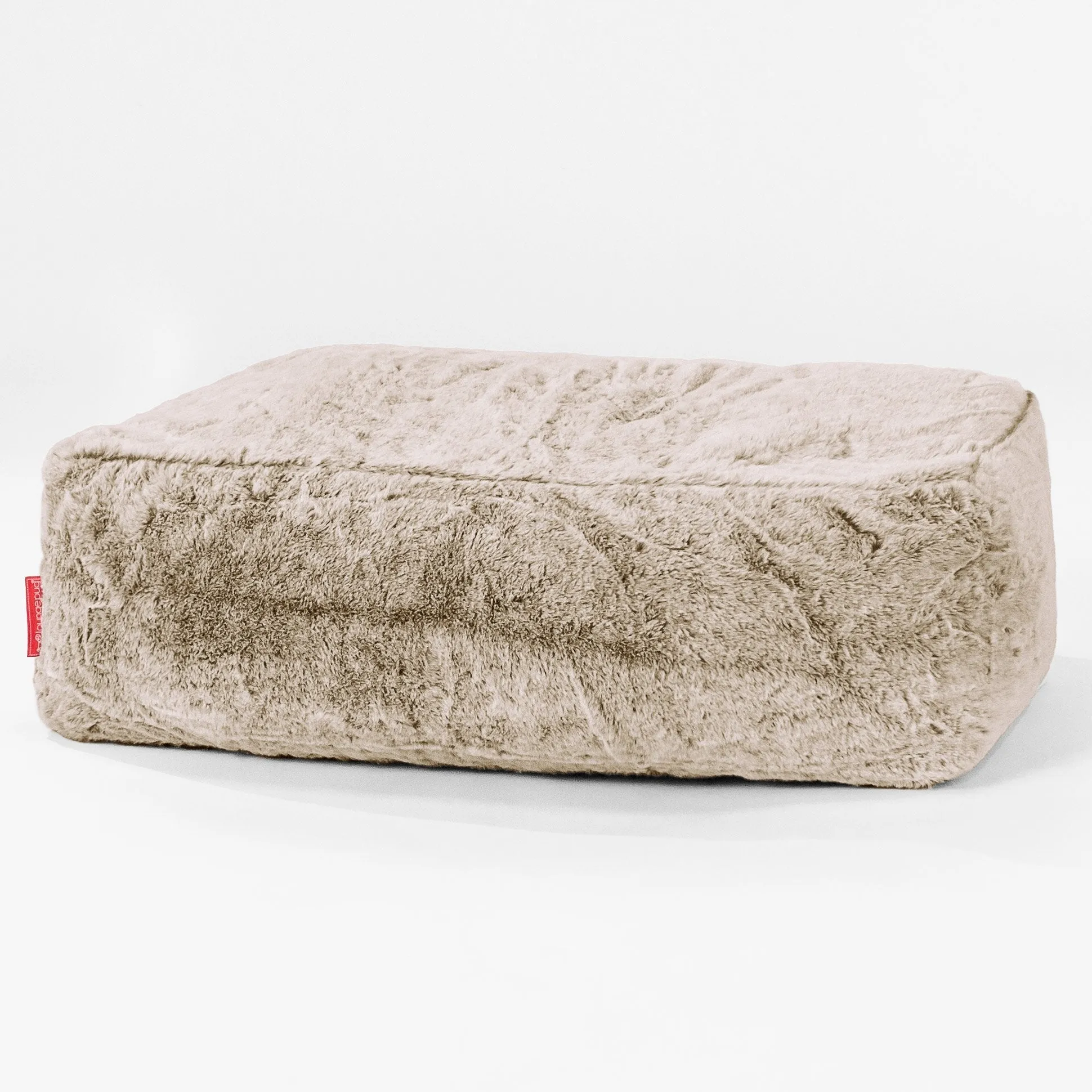 Large Footstool - Fluffy Faux Fur Rabbit Golden Brown